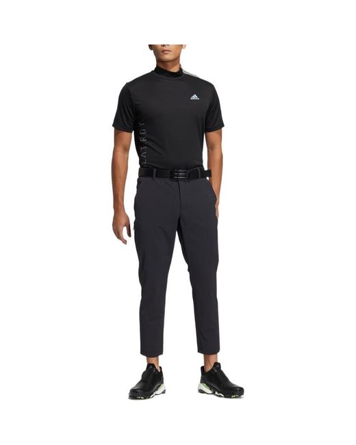 Adidas Colorblock Golf Sports Half Turtleneck Short Sleeve Black T-shirt for men