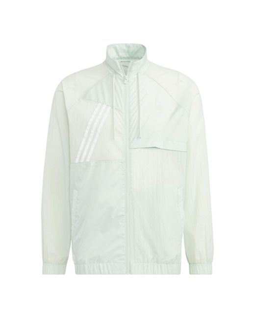 Adidas White Neo U Vbe Wb 3 Solid Color Stripe Sports Jacket for men