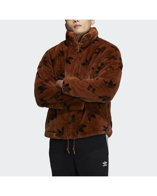 Adidas Brown Originals Logo Stand Collar Sports Jacket International Size