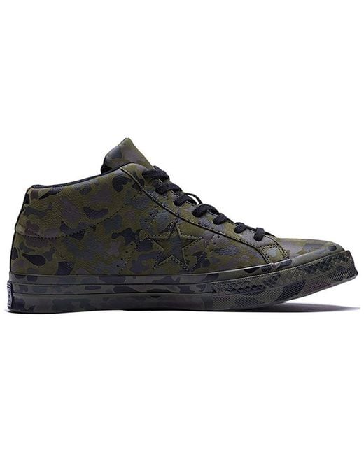 Converse Black One Star Retro Mid Tops Skateboarding Shoes Camouflage for men