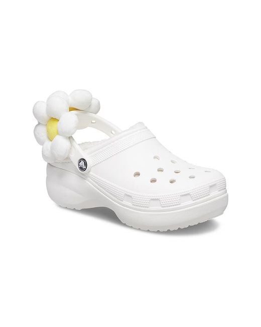 CROCSTM White (Wmns) Classic Flower Clogs