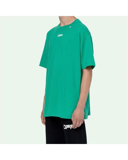 Off-White c/o Virgil Abloh Green Caravaggio Square Back Printing Short Sleeve Loose Version O Virgil Abloh Tee for men