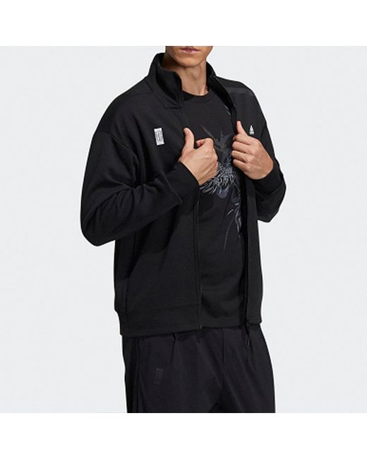 Adidas Blue Wj Tt Swt Casual Sports Stand Collar Jacket for men