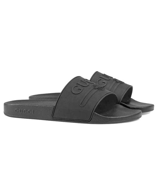 Gucci Black Logo Rubber Slide for men