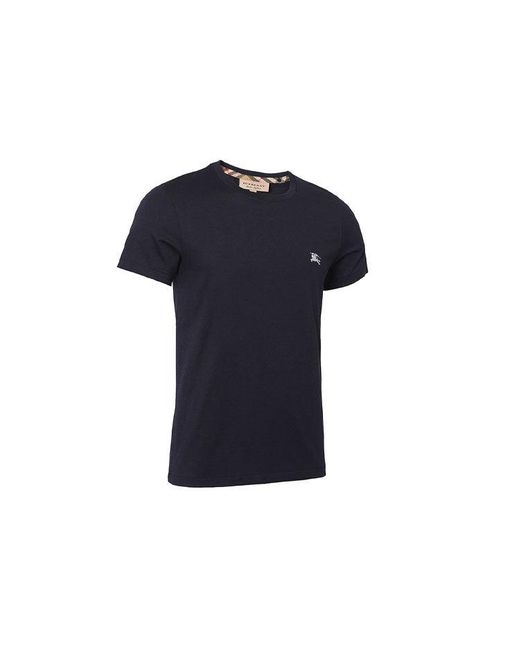 Burberry Blue Logo Round Neck Short Sleeve Navy for men