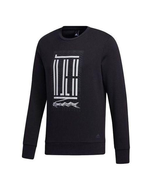 Adidas Blue Wj Crew Logo Printing Pullover Round Neck for men