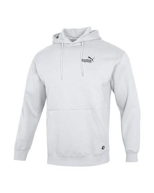 PUMA Gray Small Logo Relaxed Logo Hoodie for men