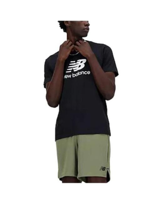 New Balance Black Essentials Stacked Logo Tee for men