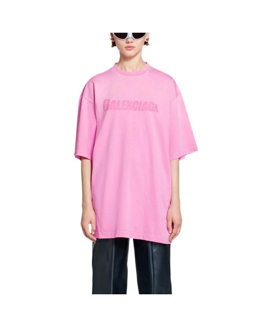 Balenciaga Pink Caps T-Shirt Boxy Fit