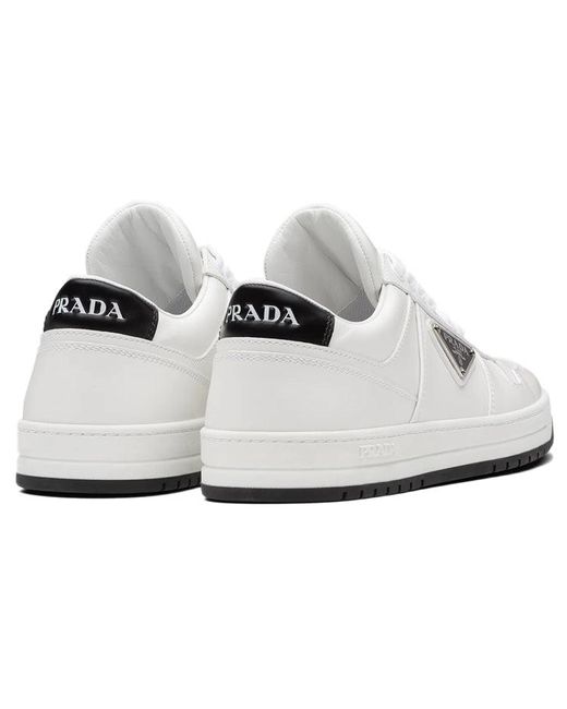 Prada White (Wmns) Downtown Perforated Leather Sneakers