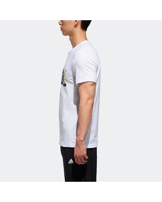 Adidas White Ss Key City Logo Printing Sports Short Sleeve for men