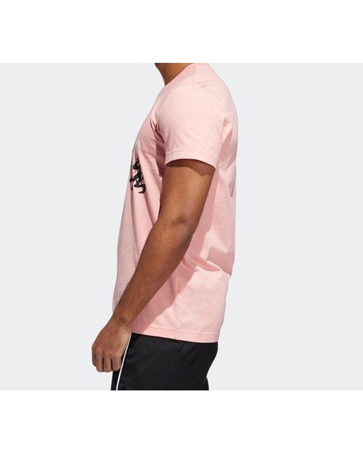 Adidas Pink Strong Tee Basketball Sports Short Sleeve for men