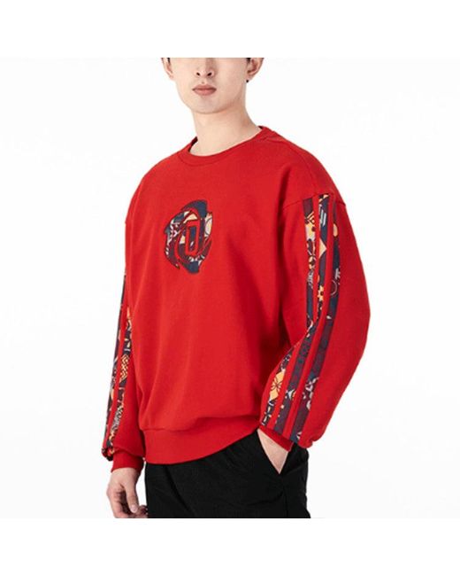 Adidas Red Crew Limited Printing Basketball Sports Round Neck Pullover for men