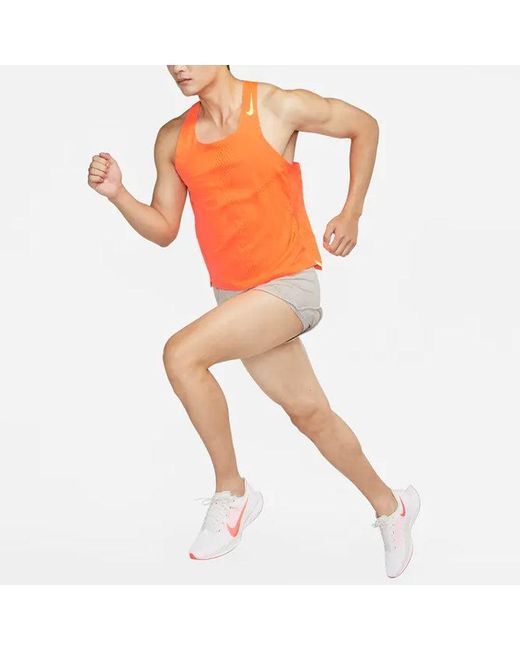 Nike Orange Solid Color Logo Breathable Quick Dry Running Training Sports Vest for men