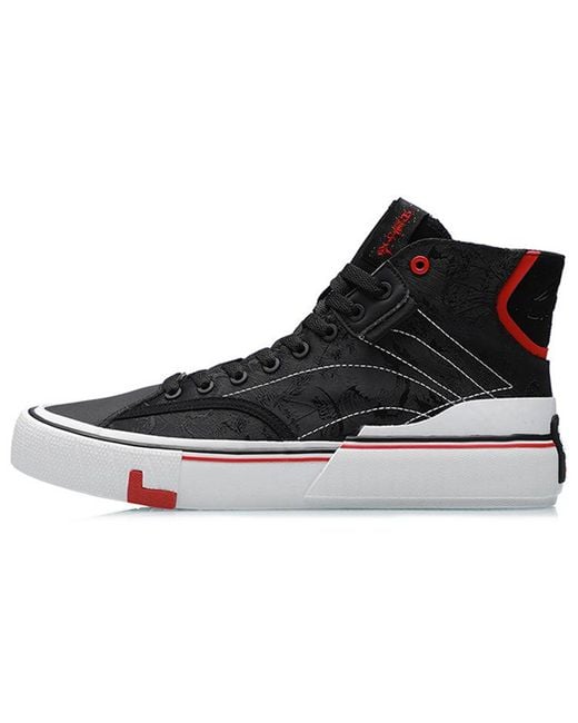 Li-ning Black Canvas Hi Shoes for men