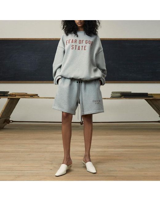 Fear Of God Gray Fleece Soccer Short 'Dark Heather' for men
