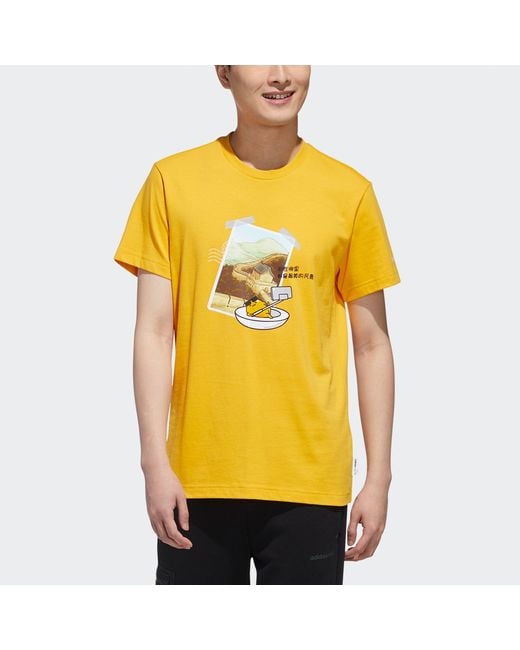 Adidas Yellow Neo X Crossover M Gdtm Tee Printing Round Neck Sports Short Sleeve for men