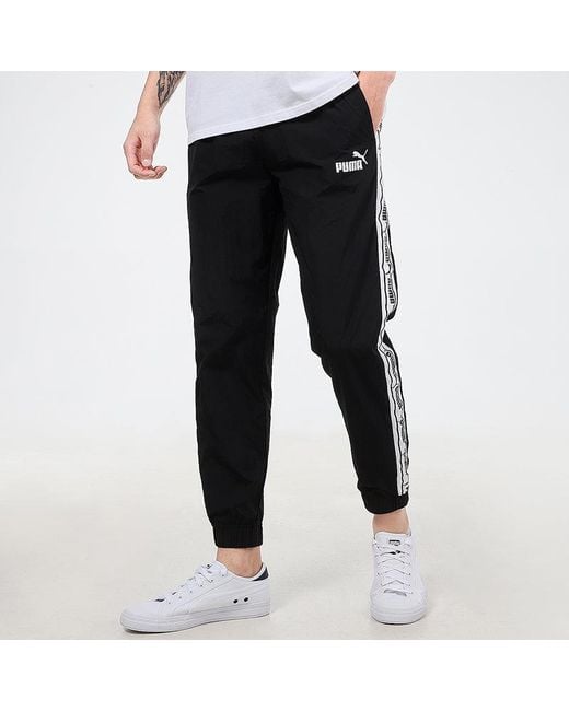 PUMA Black Poly Viscose Track Pants for men