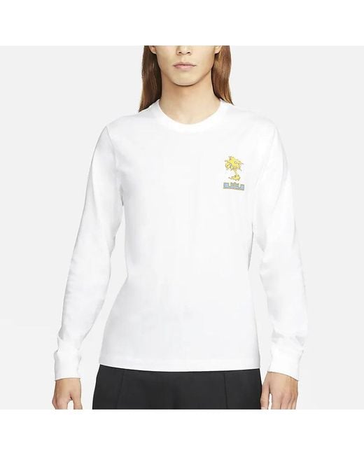 Nike White Lebron Sfg Basketball Sports Printing Round Neck Long Sleeves T-Shirt for men
