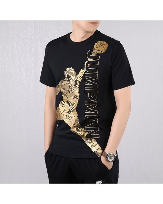 Nike Black Jumpman Flying Logo Printing Short Sleeve for men