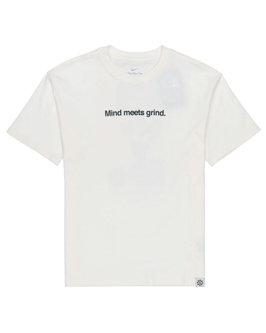 Nike White Loose Pattern Printing Round Neck Casual Loose Short Sleeve Creamy for men