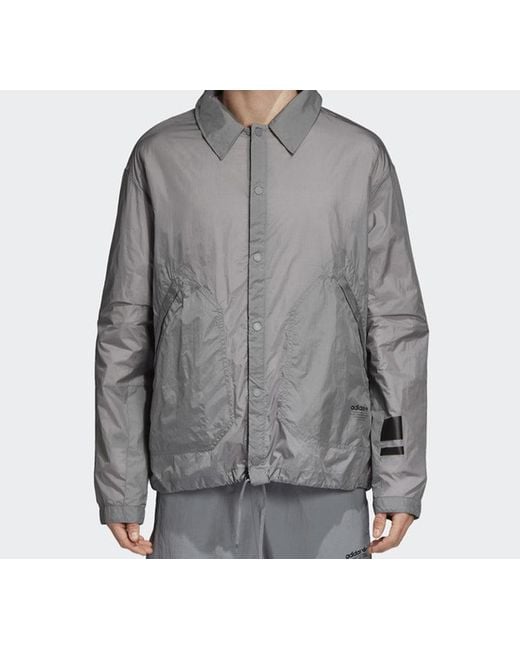 Adidas Gray Originals Nmd Webbing Logo Coach Jacket for men