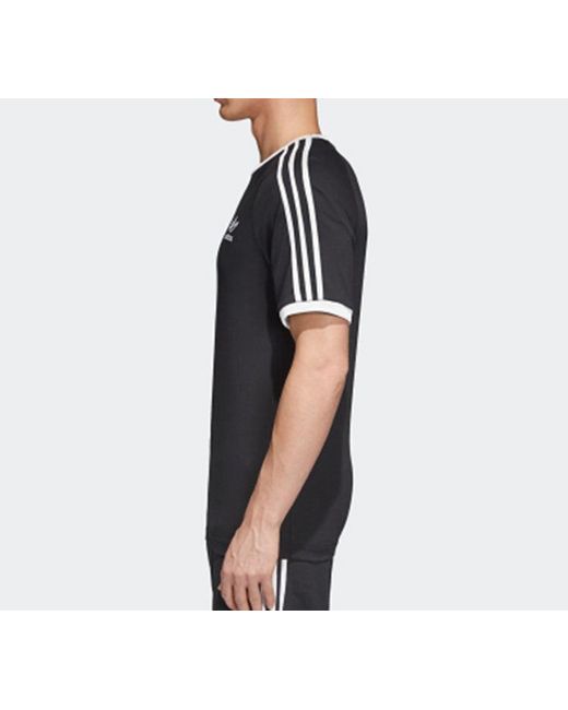 Adidas Black Originals 3-Stripes Tee Casual Loose Round Neck Logo Stripe Short Sleeve for men