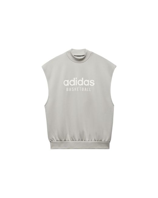 Adidas Gray Basketball Sleeveless Sweatshirt for men