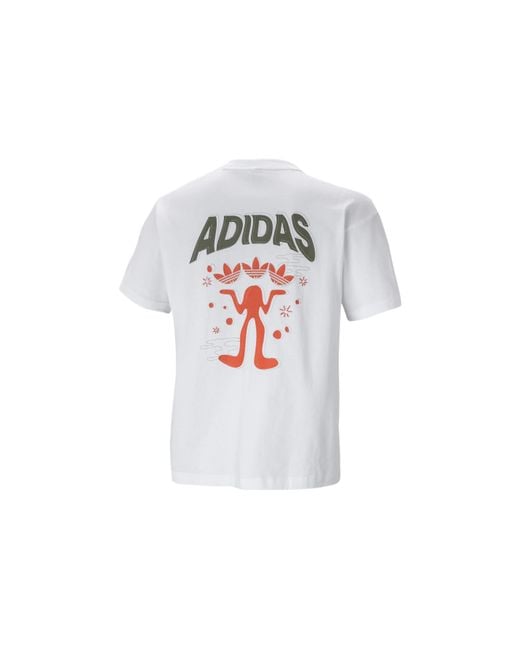 Adidas White Originals Cotton Logo Short Sleeve T-Shirt for men