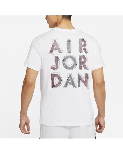 Nike White Dri-Fit 3D Logo Funny Printing Knit Quick Dry Short Sleeve T-Shirt for men