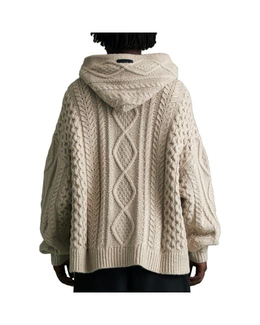 Fear Of God Gray Fw23 Cable Knit Hoodie Cloud' for men