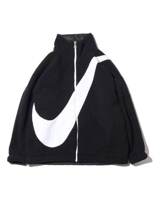Nike Black (Wmns) Big Swoosh Large Logo Lamb's Wool Reversible Jacket Us Edition