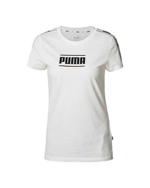 PUMA White (Wmns) Large Logo Casual Short Sleeve