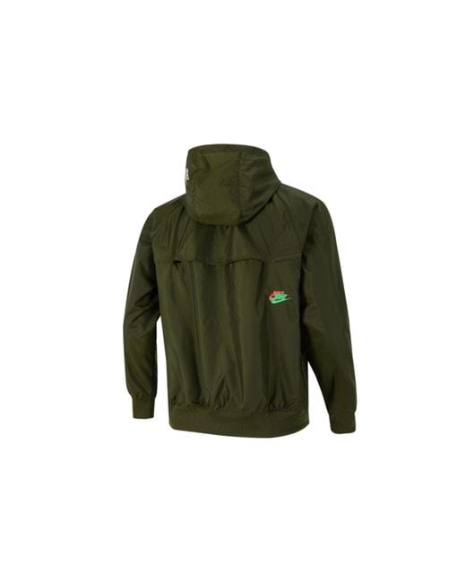 Nike Green Embroidered Logo Sports Woven Hooded Jacket for men