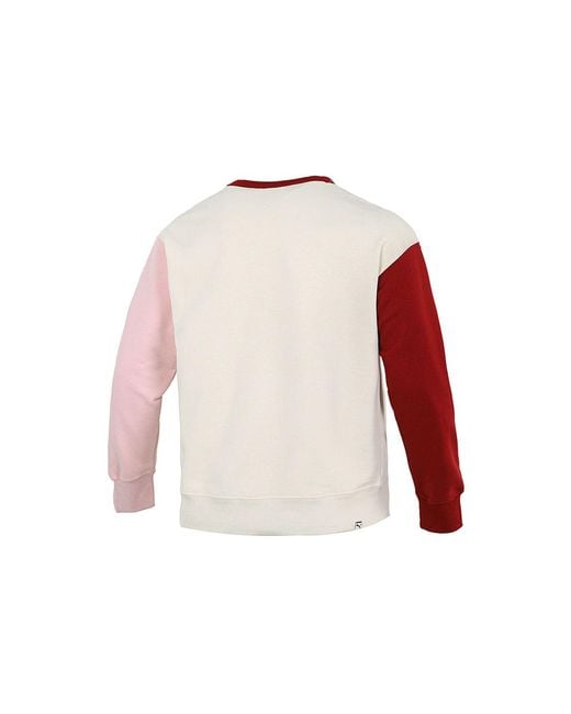 PUMA Pink Pocket Small Label Colorblock Sports Knit Round Neck Pullover for men