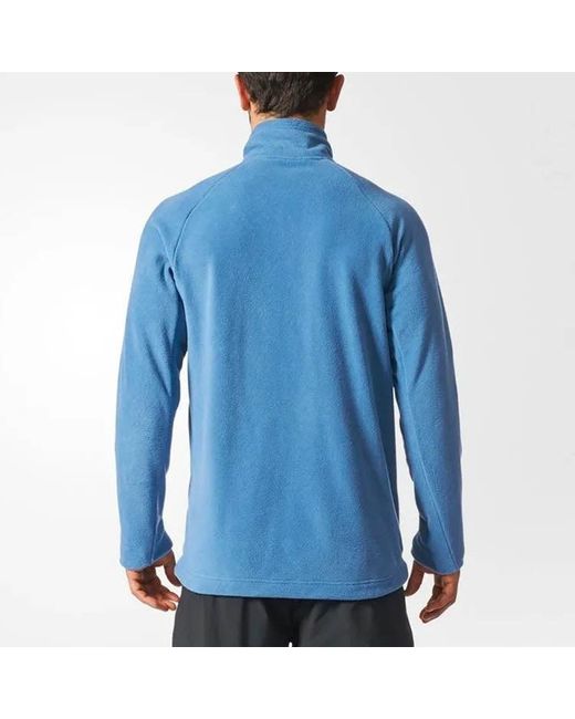Adidas Blue Casual Sports Fleece Stand Collar Slim Fit Jacket for men