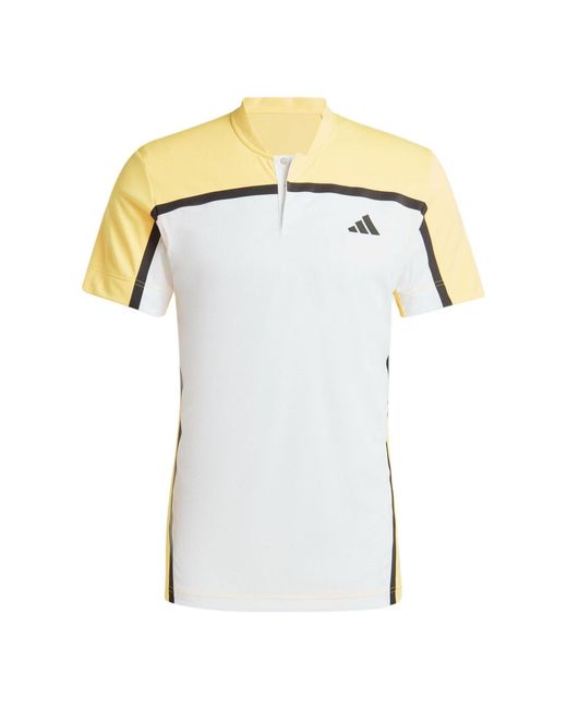 Adidas White Tennis Heat.Rdy Pro Freelift Henley Polo Shirt Asia Sizing for men