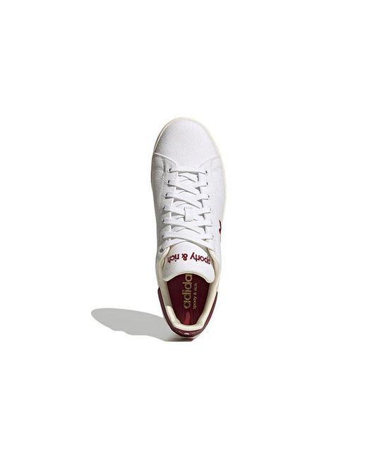 Adidas White X Sporty & Rich Stan Smith 'Cloud Collegiate Burgundy' for men