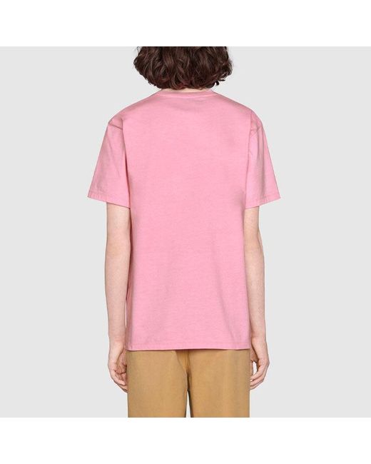 Gucci Pink X Freya Hartas Fw21 Crossover Animal Printing Short Sleeve for men