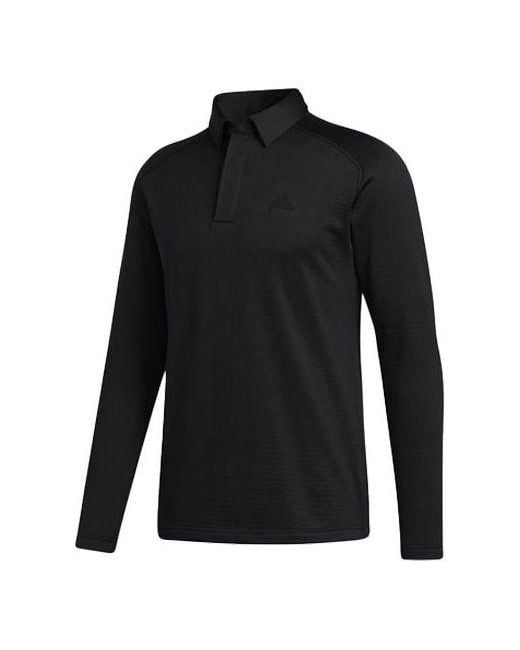 Adidas Black Golf Sports Fleece Long Sleeves Polo for men