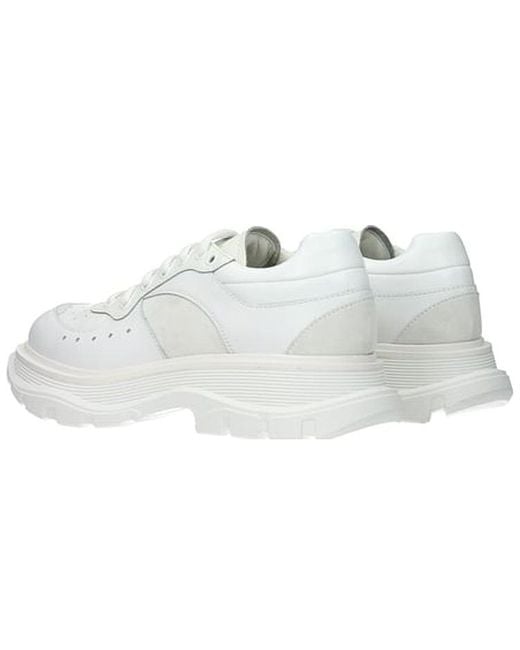 McQueen White Tread Suede-Panelled Leather Trainers for men