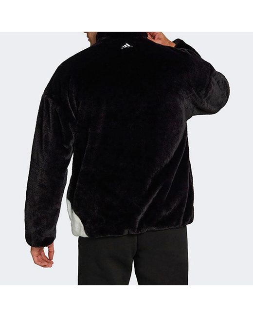 Adidas Black Faux Fur Logo Jacket for men