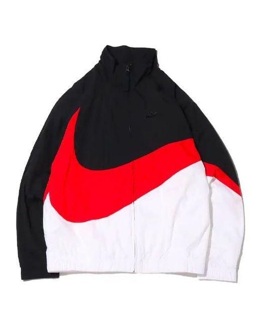 Nike Red Sportswear Large Logo Tat Stand Collar Jacket for men