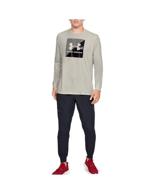 Under Armour Gray Half Logo Training Sports Long Sleeves T-Shirt for men