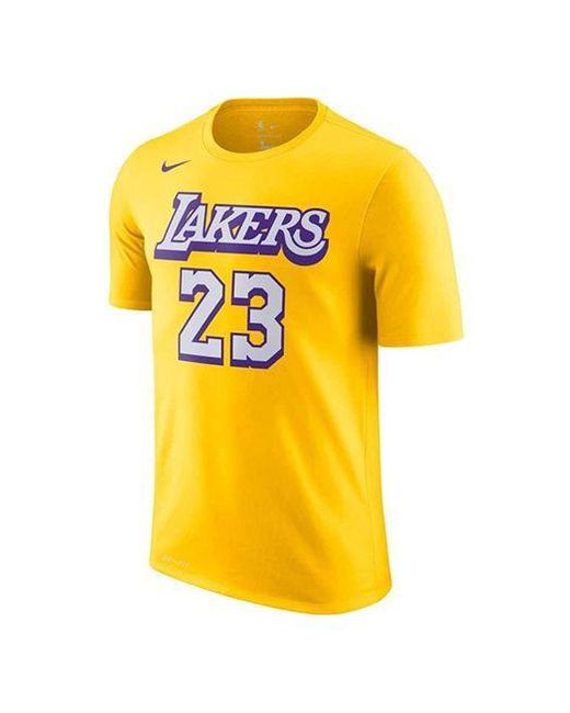 Nike Yellow Nba Lakers Basketball Sports Short Sleeve Lebron James 23 for men
