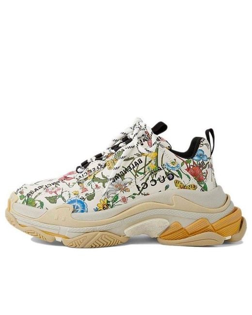 Balenciaga Metallic X Gucci Triple S Sneakers 'The Hacker Project Floral' for men
