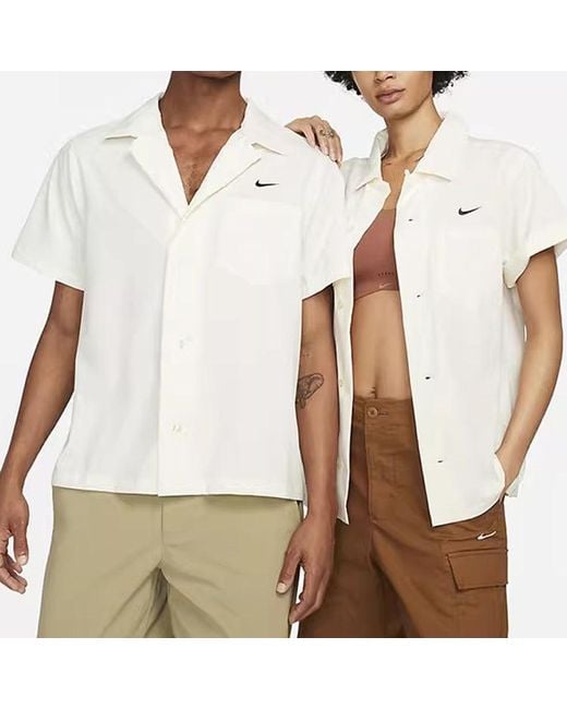 Nike White Sb Short Sleeve Bowling Shirt for men