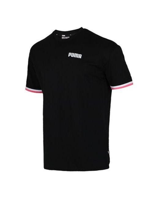 PUMA Black Casual Sports Breathable Round Neck Knit Short Sleeve for men