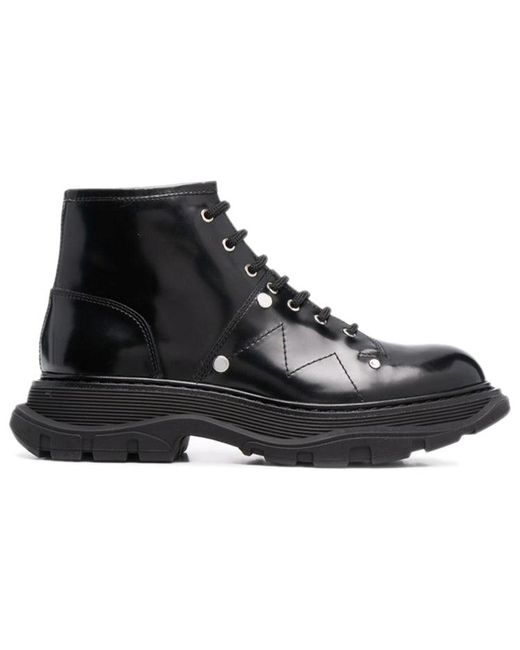 McQueen Black Ankle Leather Boot for men