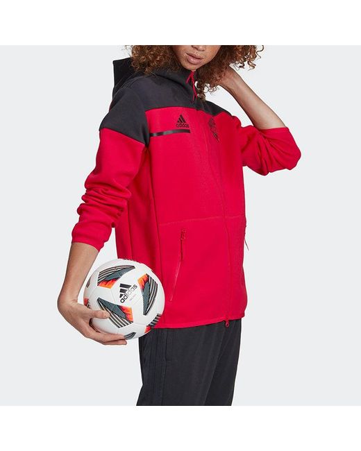 Adidas Red Manchester United 20-21 Season Soccer/Football Sports Jacket for men